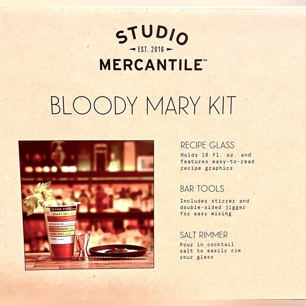 Bloody Mary Mixing Set Stainless Swirl Spoon & Jigger/Shot,Salt Spinner NWT​​ - Picture 2 of 5